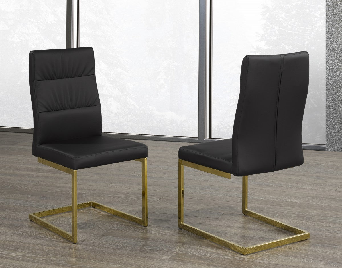 Modern Dining Chairs Set of 2 - Black & Gold Accent Chairs for Kitchen, Dining Room or Breakfast Nook - Sturdy Metal Frame & Comfortable Upholstered Seating