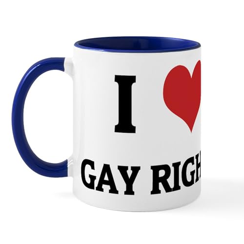White/Navy Inside - I Love Gay Rights Mug