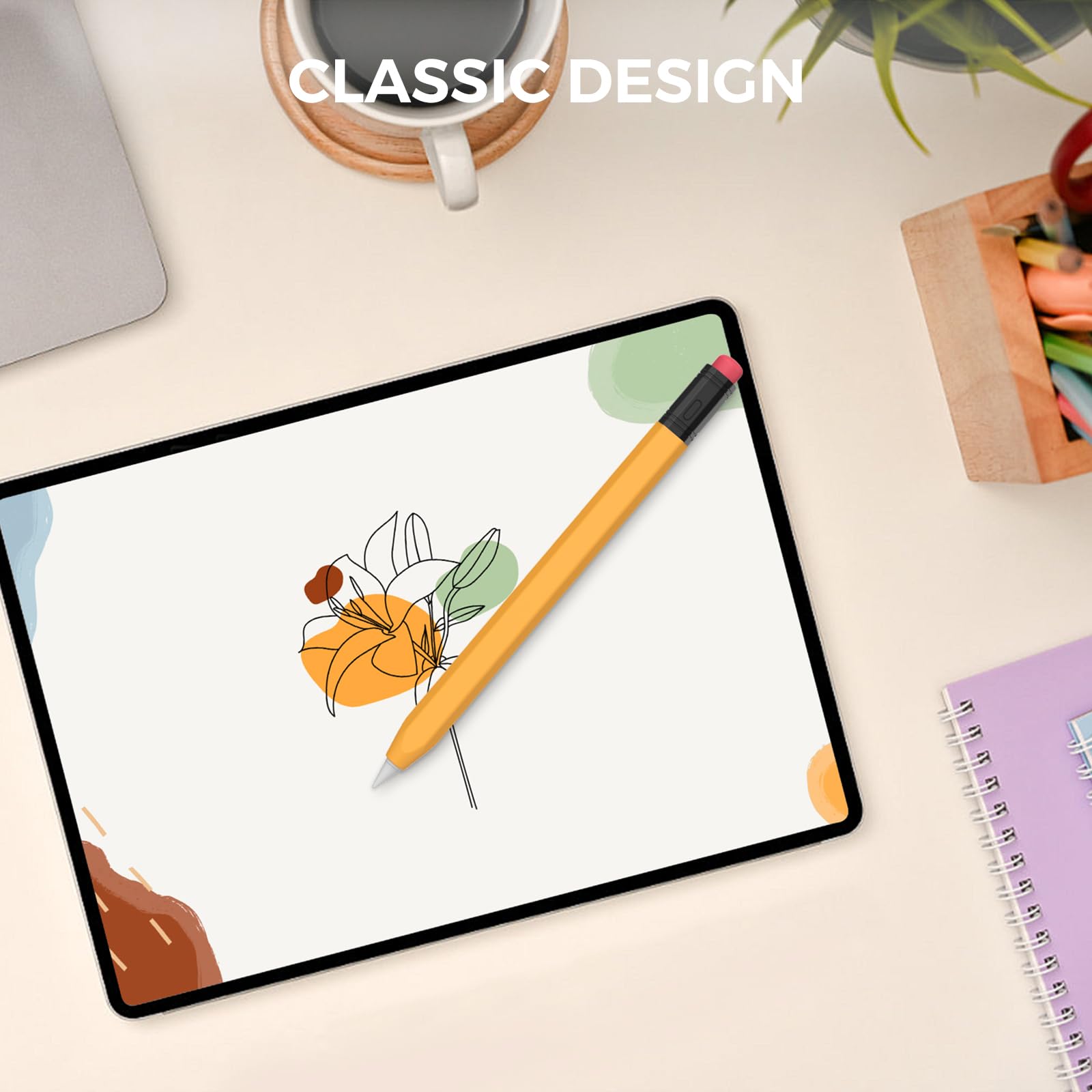 AhaStyle Classic Silicone Sleeve Cover for Apple Pencil USB-C - Protective Skin Holder with Grip Accessories (Yellow) | Compatible with Apple Pencil USB-C | Perfect for Drawing, Note-Taking & iPad Stylus Protection