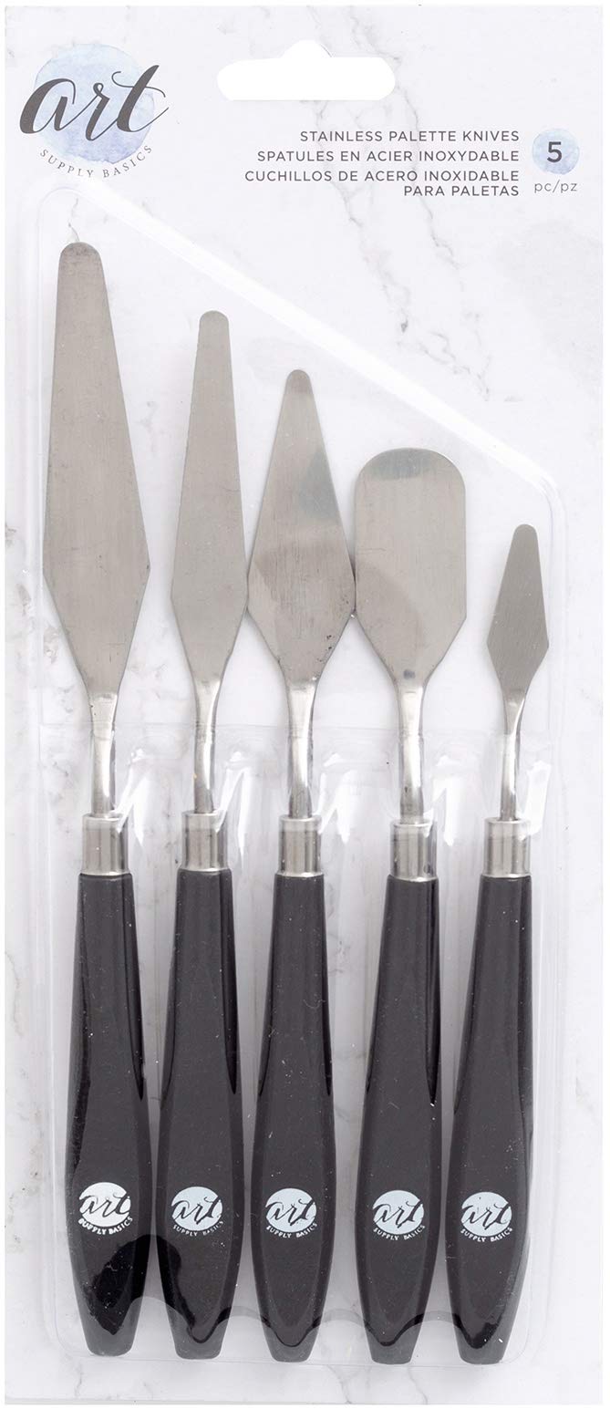 5-Piece Palette Knife Set for Painting & Art - High-Quality Stainless Steel Blades - Perfect for Oil, Acrylic & Watercolor Artists (Ideal for Canvas, Mixing & Texture Creation)