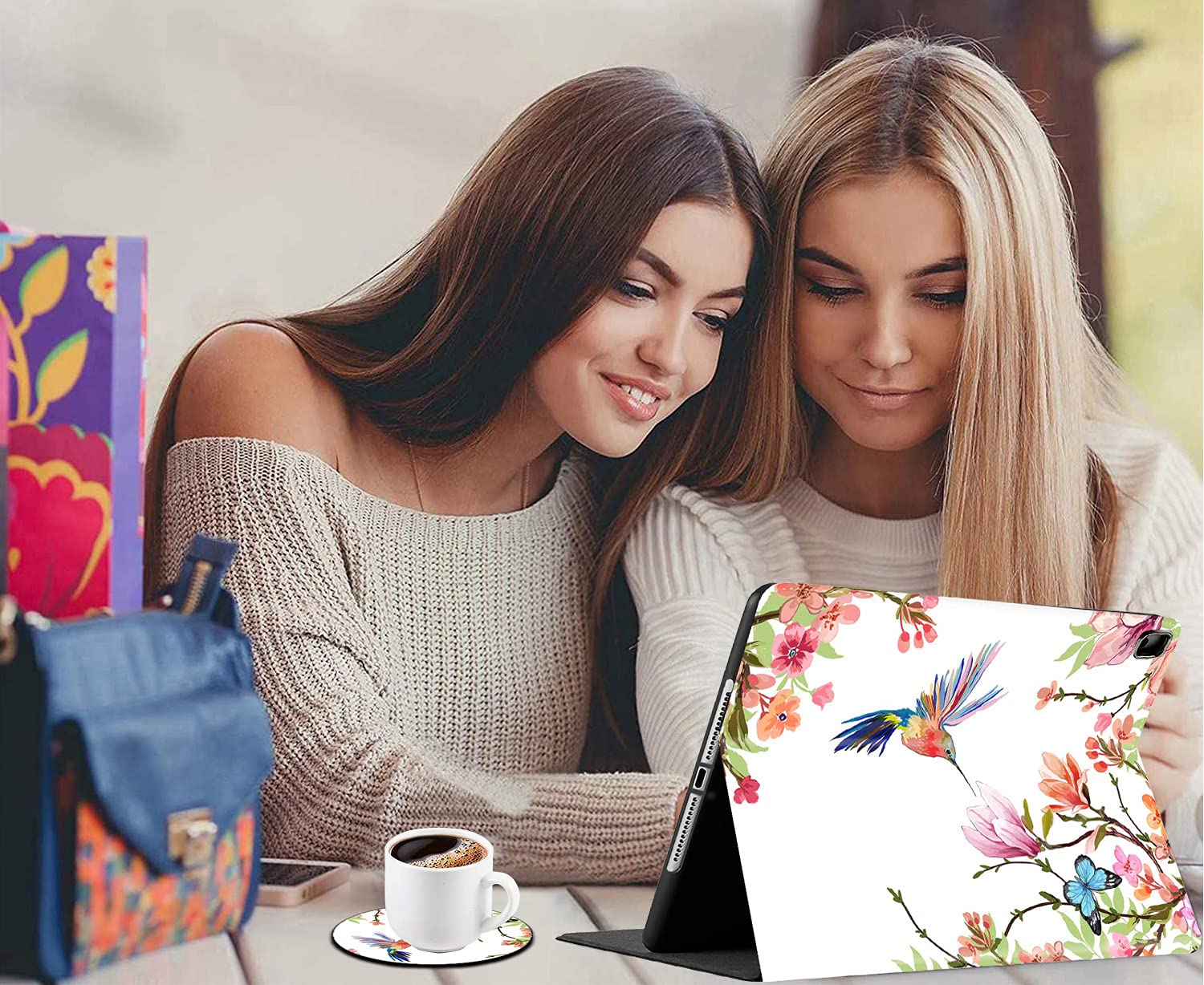 Shockproof Lightweight iPad Case Cover for iPad 9.7 Inch (2018/2017 6th/5th Gen), iPad Air 2 (A1673/A1674/A1675) with Coasters Set - Perfect for Work, Travel & Home Use