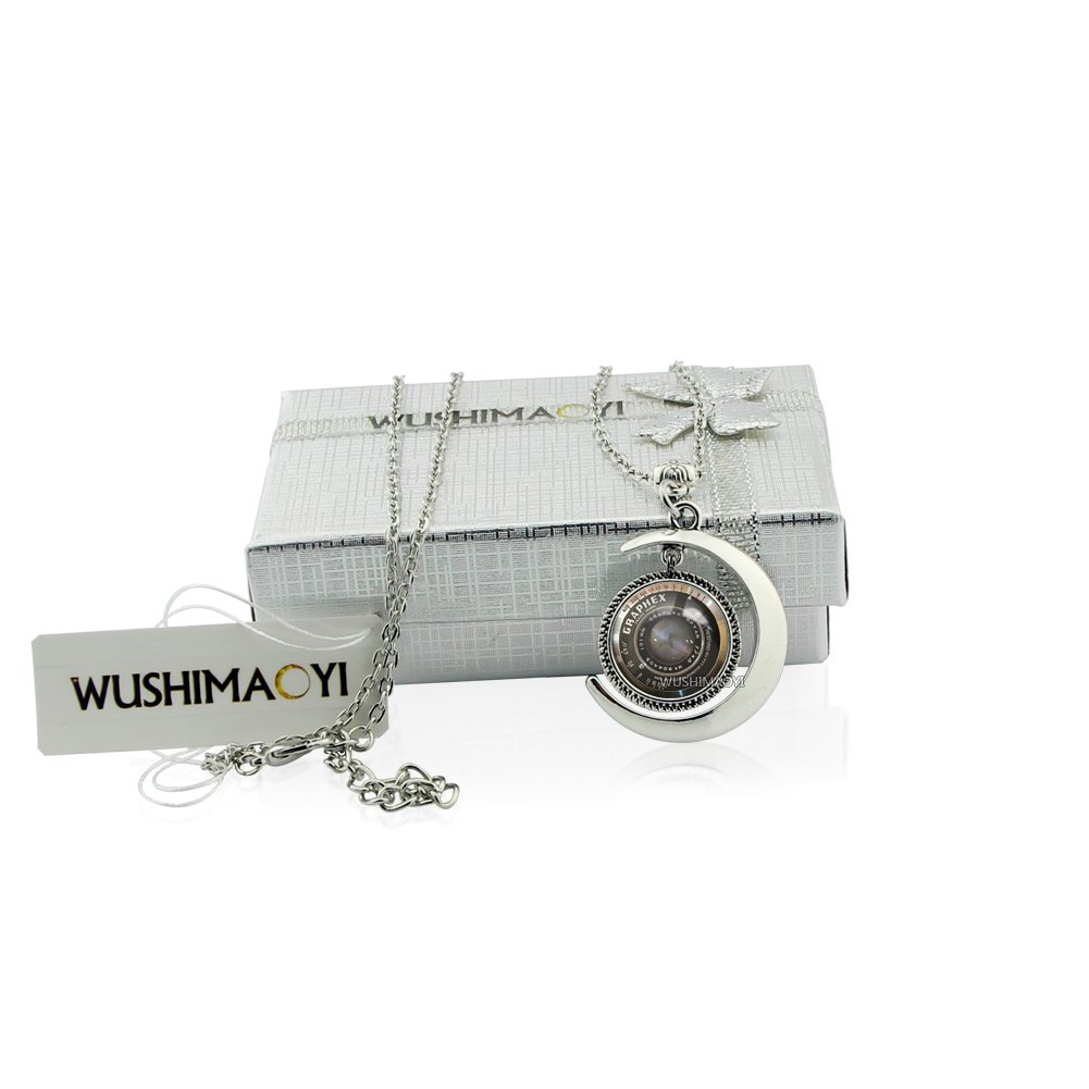 Vintage Camera Lens Pendant Necklace - Moon Pendant Jewelry with Grahpex Design for Photography Lovers | Perfect Gift for Photographers & Vintage Style Enthusiasts