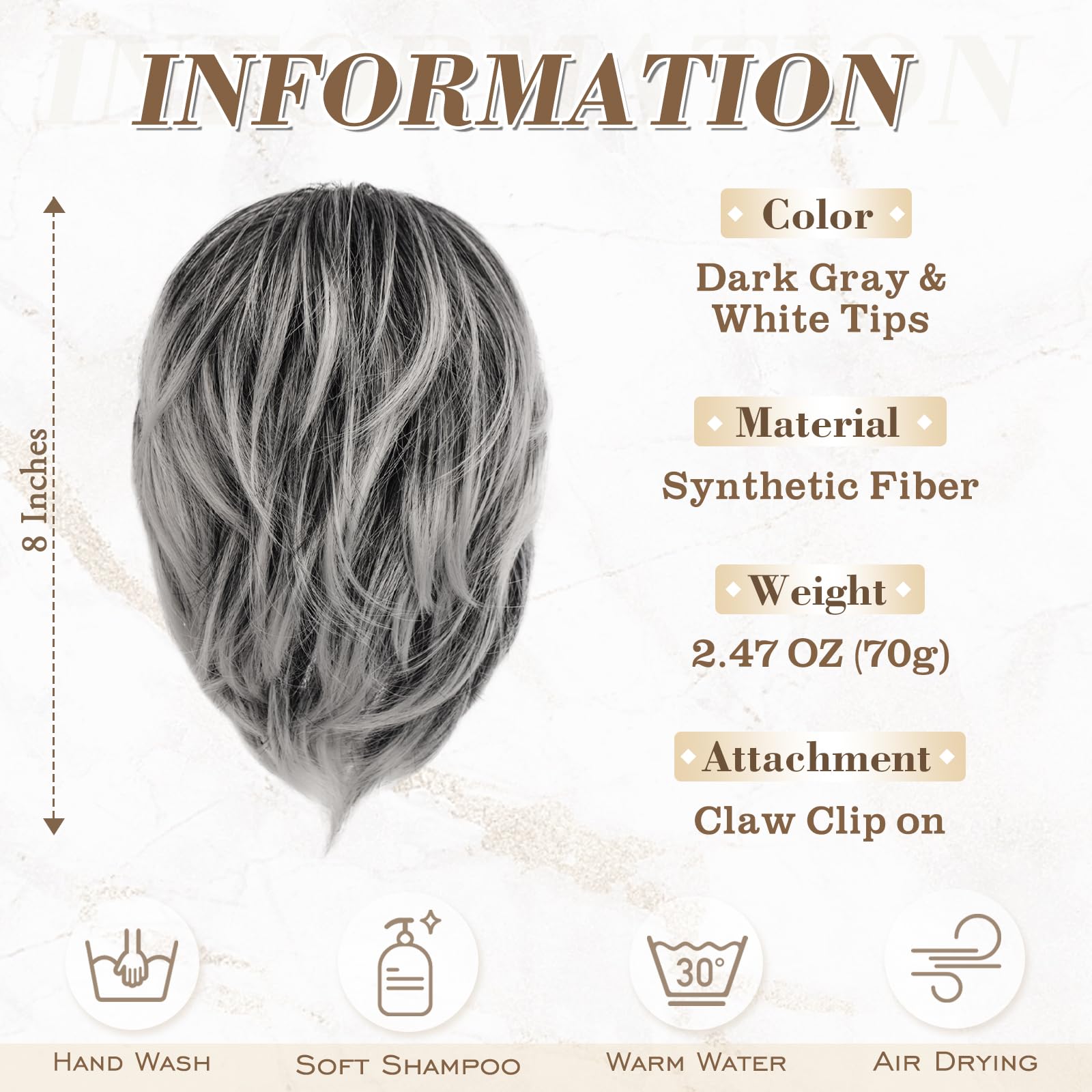 8 Inch Claw Clip Hair Bun Extension for Straight Hair - Perfect for Updos, Ponytails & Everyday Hairstyles