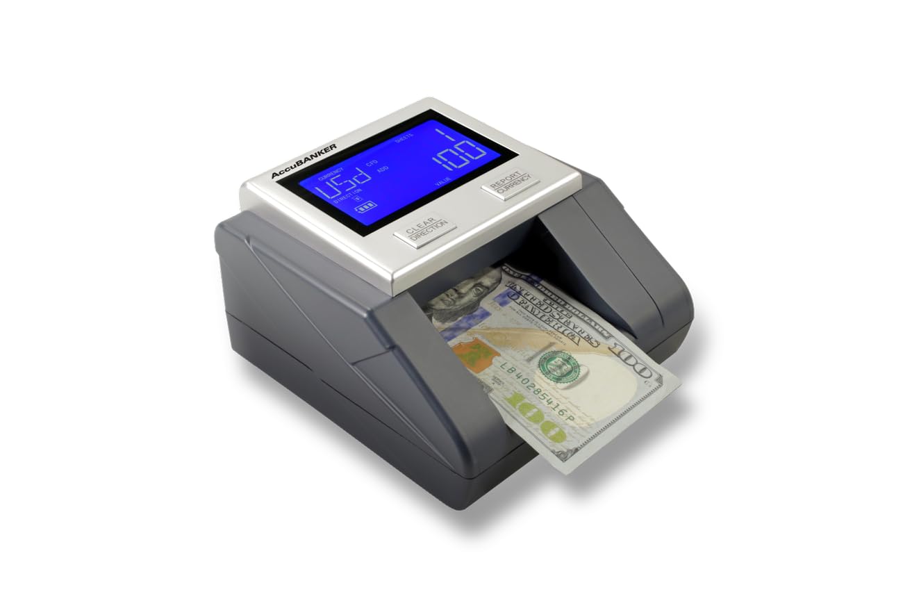 AccuBANKER D585 Multi-Scanix Counterfeit Money Detector - Multi-Directional Bill Validator with UV/MG/IR Detection for USD, EUR, GBP - Visual & Audio Alerts - Ideal for Banks, Retail Stores, and Cash-Intensive Businesses