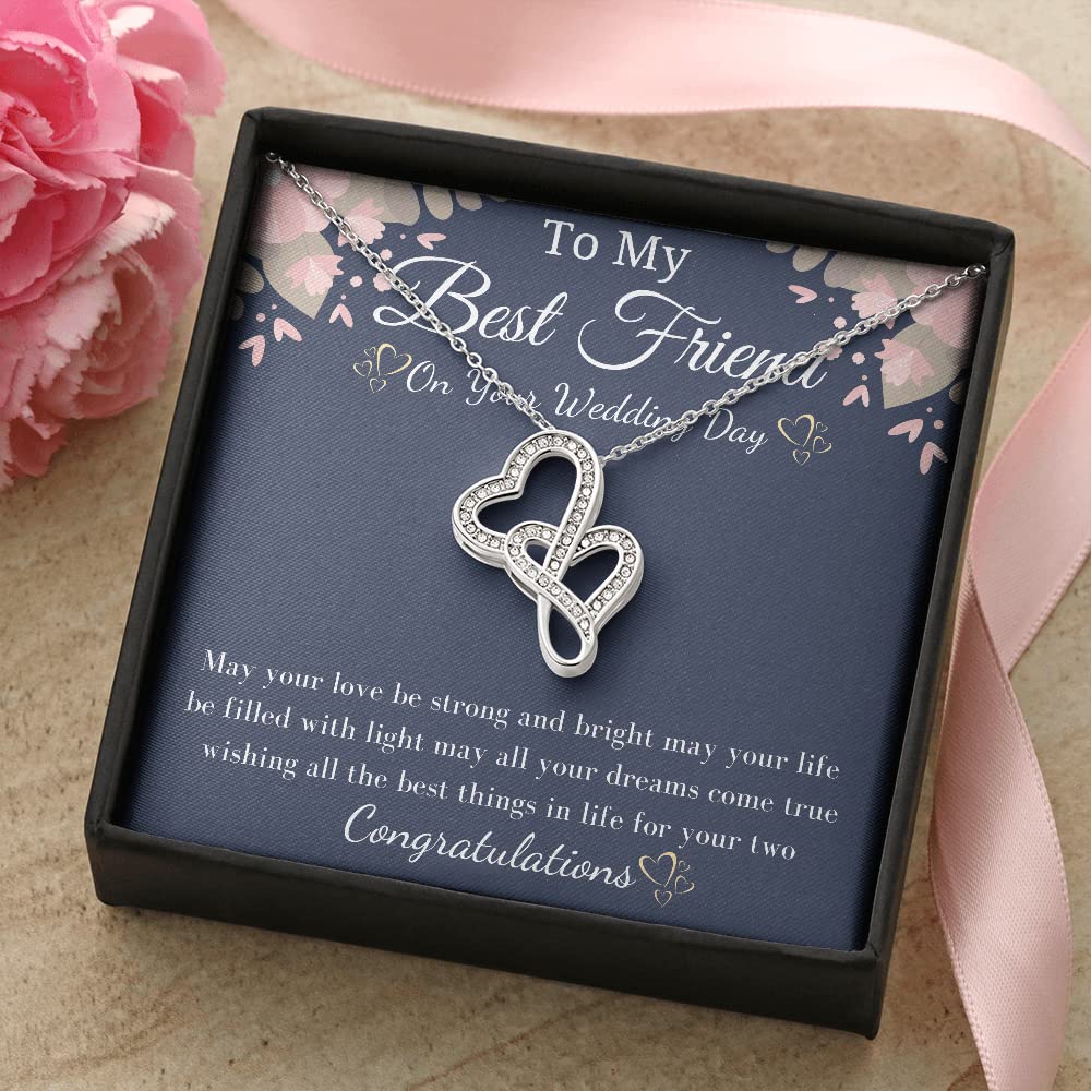 Best Friend to Bride Necklace - Wedding Jewelry Gift with Card for Her Special Day