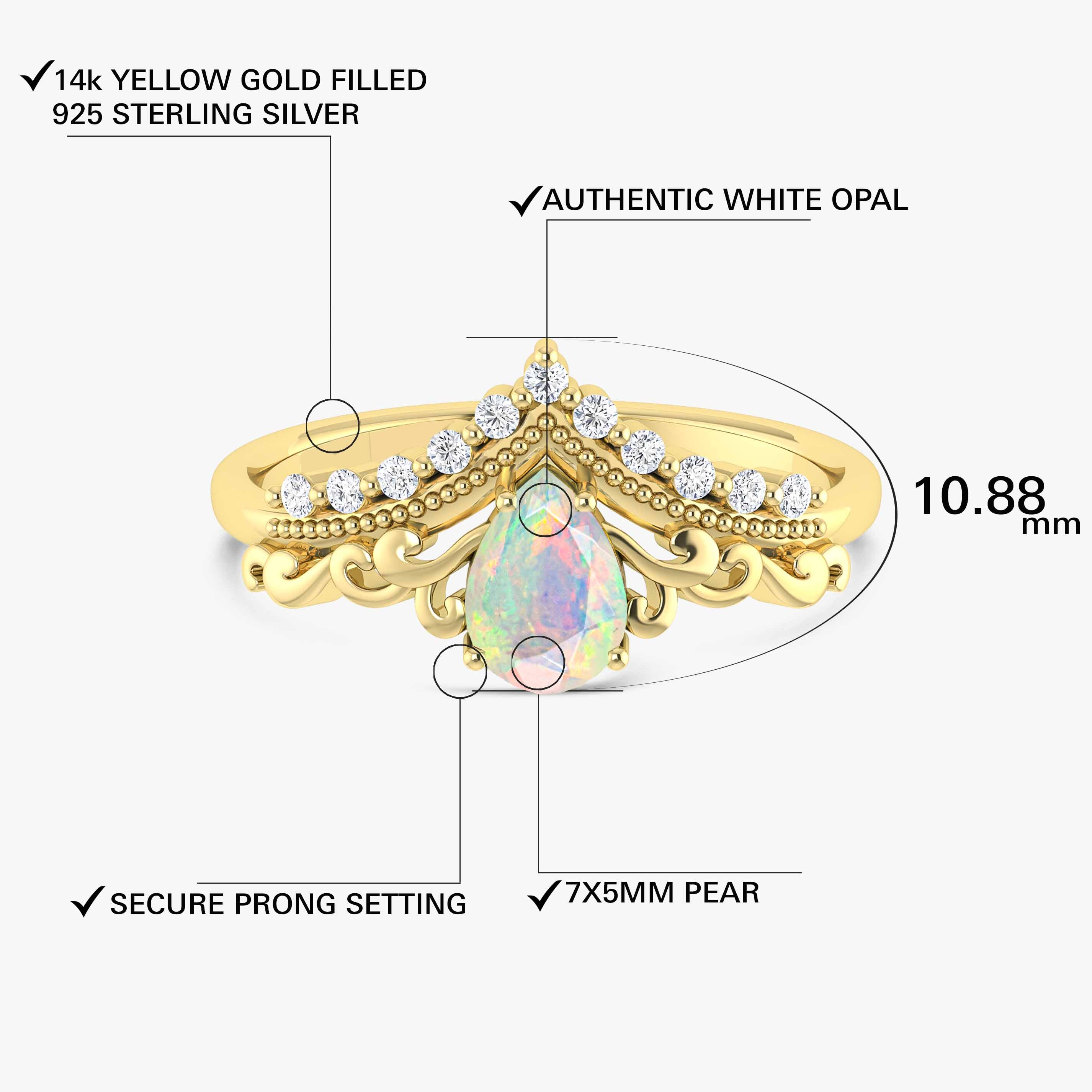 White Ethiopian Opal Gemstone Crown Style Ring – Elegant Silver Jewelry for Women, Perfect for Weddings, Parties & Special Occasions