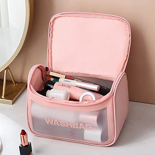 Paczo Multipurpose Cosmetic Organizer Bag | Waterproof Makeup Pouch for Women & Girls | Travel Toiletry Bag | Perfect for Travel, Gym, Beach & Daily Use (Pink)