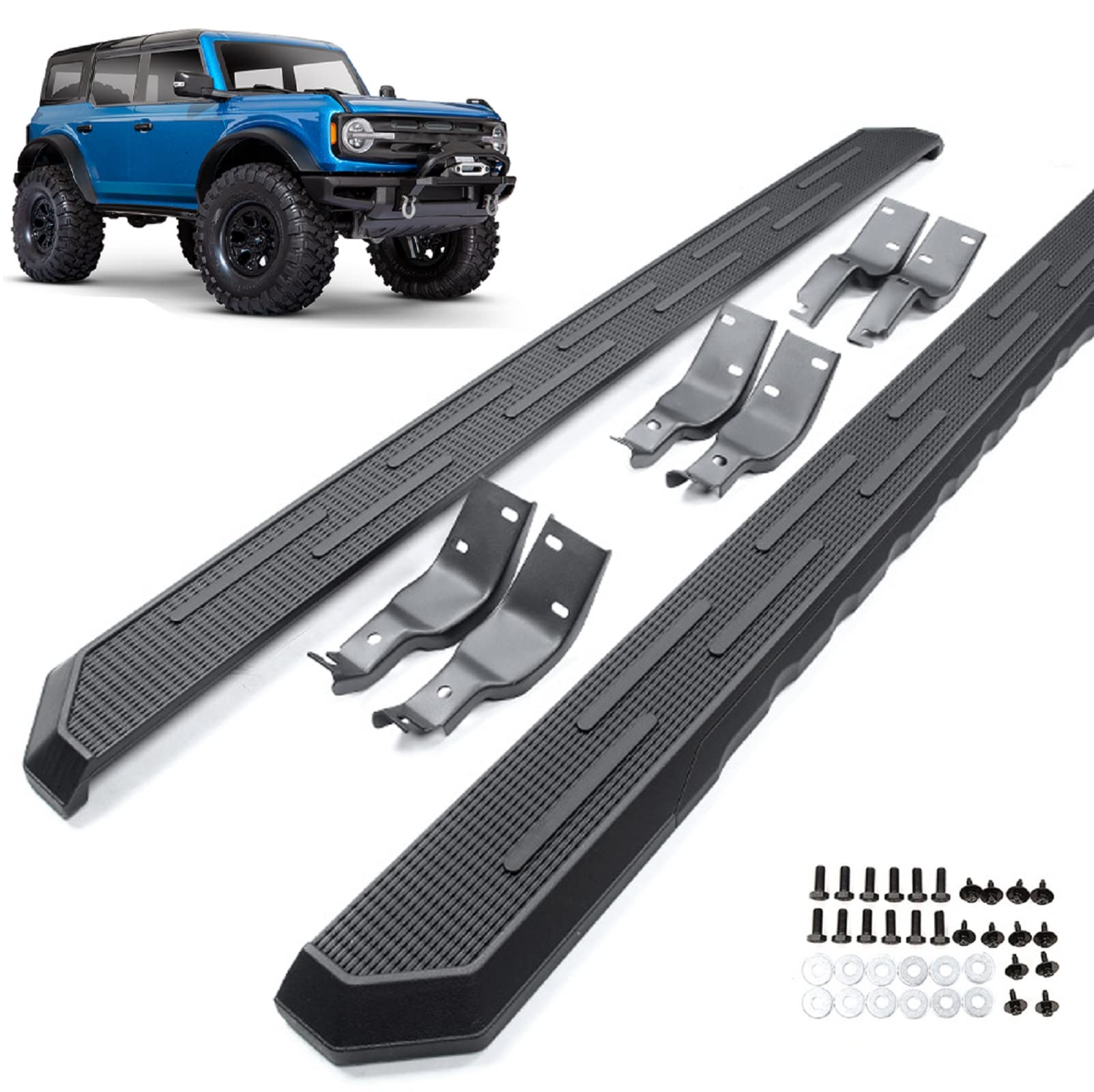 Black Running Boards & Side Steps for 2021-2023 Ford Bronco 4 Door - Heavy Duty Nerf Bars Off Road Accessories | Perfect for Trail Riding & Outdoor Adventures