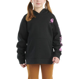 Youth Girls Long Sleeve Graphic Sweatshirt - Caviar Black | Cute Casual Pullover Hoodie for Teens | Perfect for School, Outings & Everyday Wear