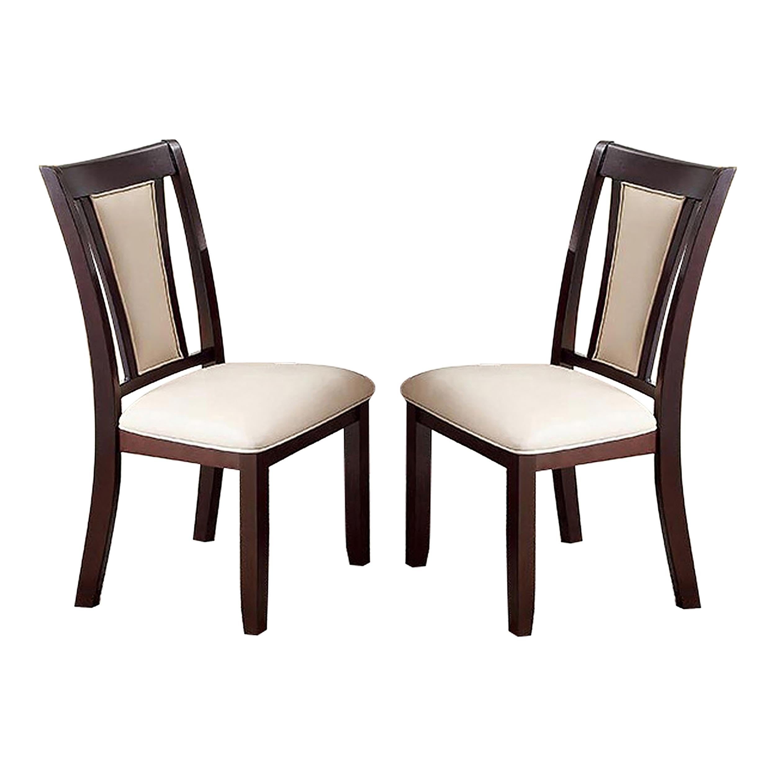 Furniture of America Dalcroze Modern Dining Chair Set of 2 - Ivory Fabric Upholstered Side Chairs for Kitchen, Dining Room, Breakfast Nook & Home Decor