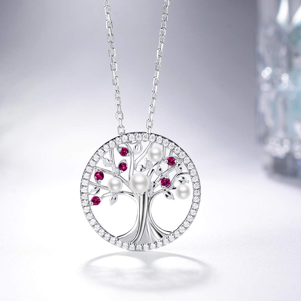 Tree of Life Necklace for Women - 925 Sterling Silver Birthstone Jewelry with Aquamarine & More | Perfect Birthday Gift for Wife, Mom, Sister | March & April Birthstone Jewelry for Everyday Wear & Special Occasions