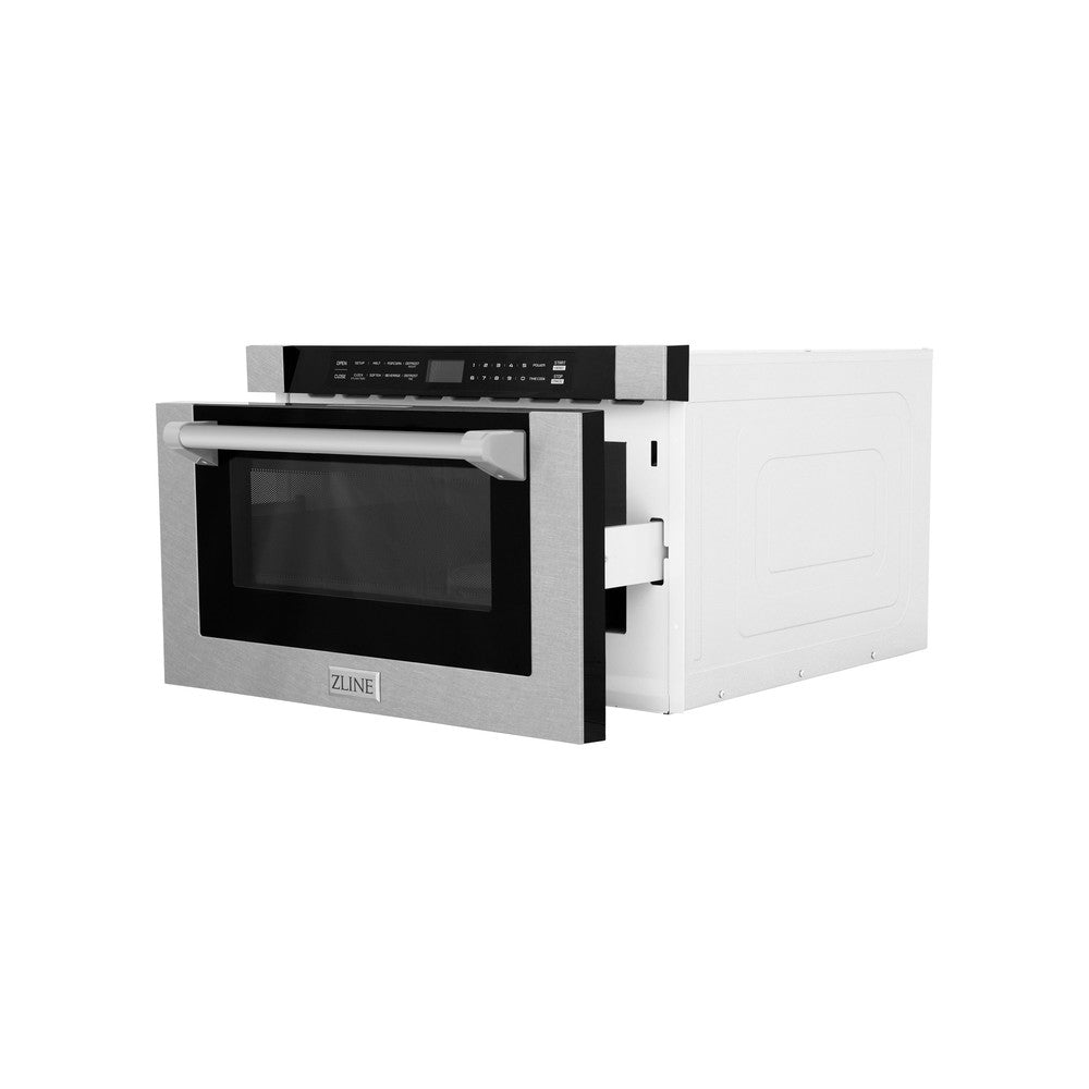 ZLINE 24 Inch Built-In Microwave Drawer - 1.2 Cu. Ft Stainless Steel with Traditional Handle (MWD 1 SS H) - Perfect for Modern Kitchens, Small Spaces & Seamless Cabinet Integration