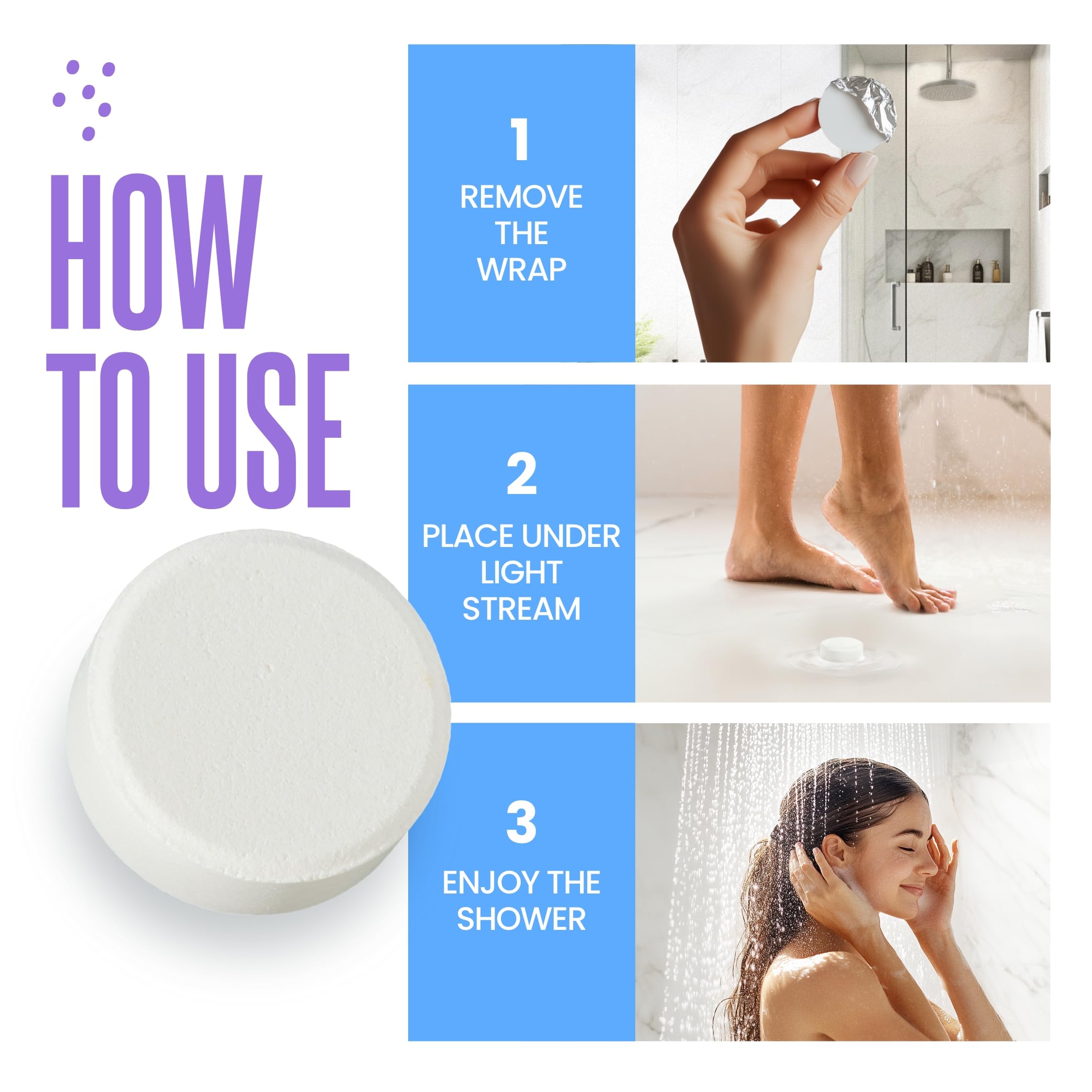 Cleverfy Aromatherapy Shower Steamers - Set of 6 Relaxing Blue Shower Bombs with Essential Oils for Stress Relief & Spa Experience at Home