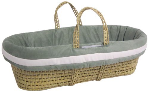Zuma Moses Basket Bedding Set for Baby Dolls - Seafoam Green Nursery Decor | Perfect for Doll Cribs, Pretend Play & Kids Room Decoration