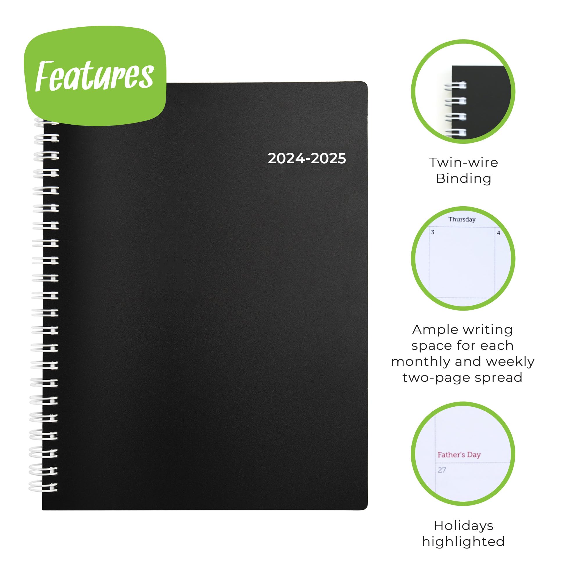 WallDeca 2024-2025 Academic Planner - 18 Month Weekly & Monthly Organizer (July 2024 - December 2025) with Flexible Cover & Notes Pages, 5.9