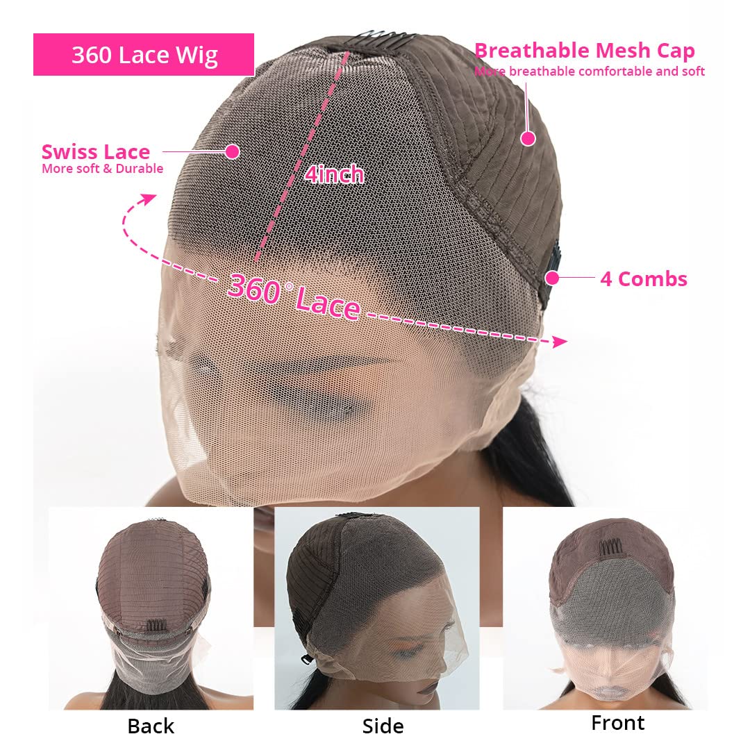 360° Full Lace Front Human Hair Wigs for Black Women - 20 Inch Water Wave Pre-Plucked Lace Wig with Natural Hairline | Perfect for Daily Wear, Cosplay & Special Occasions