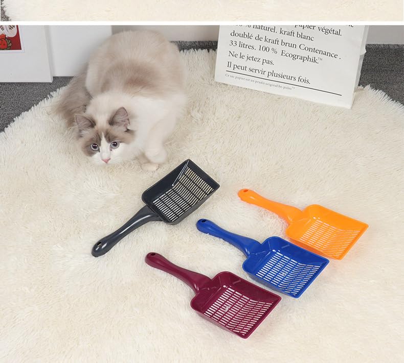 Premium Cat Litter Scoop with Fine Holes - Durable Plastic Pet Waste Shovel for Litter Box Cleaning - Essential Cat Litter Cleaning Tool for Easy Waste Removal - Perfect for Daily Cat Litter Maintenance and Odor Control