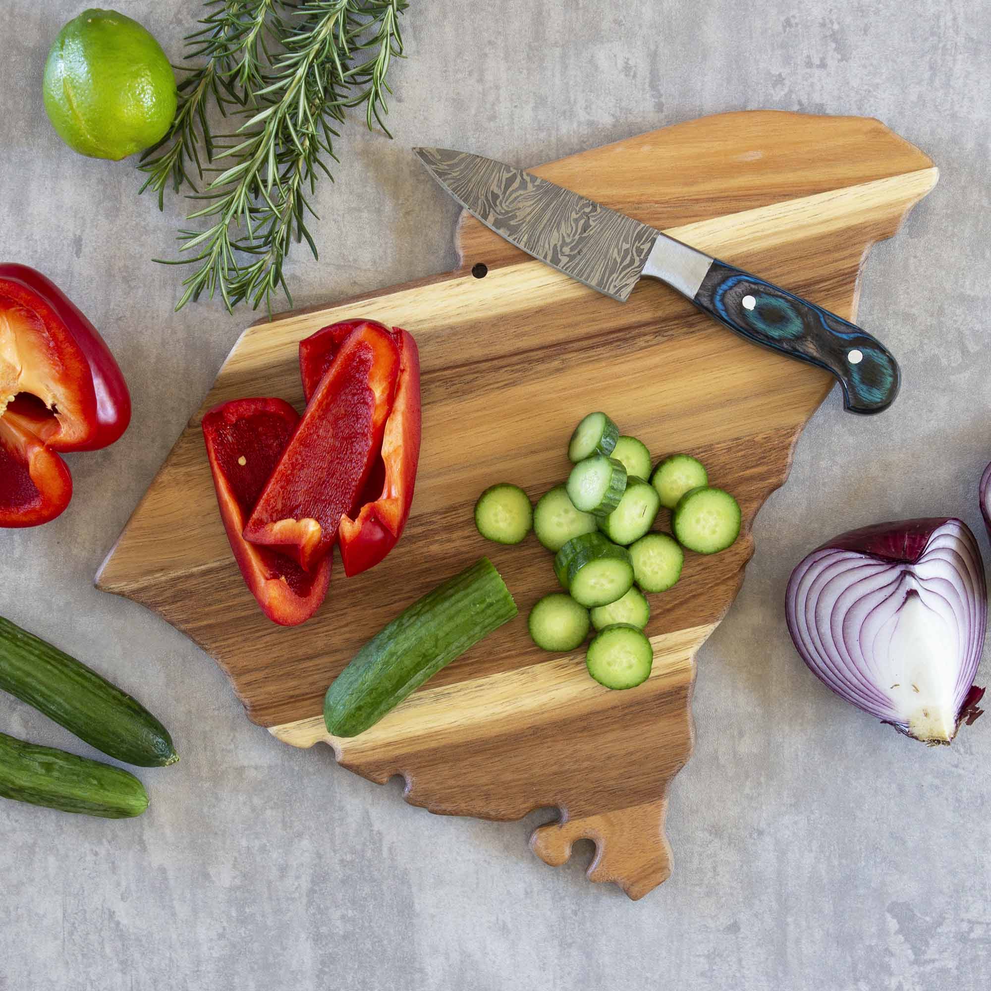 Premium Rock & Branch® Origins Series South Carolina Cutting Board - Handcrafted Wooden Chopping Board for Kitchen, Charcuterie & Serving - Perfect for Home Chefs & Entertaining