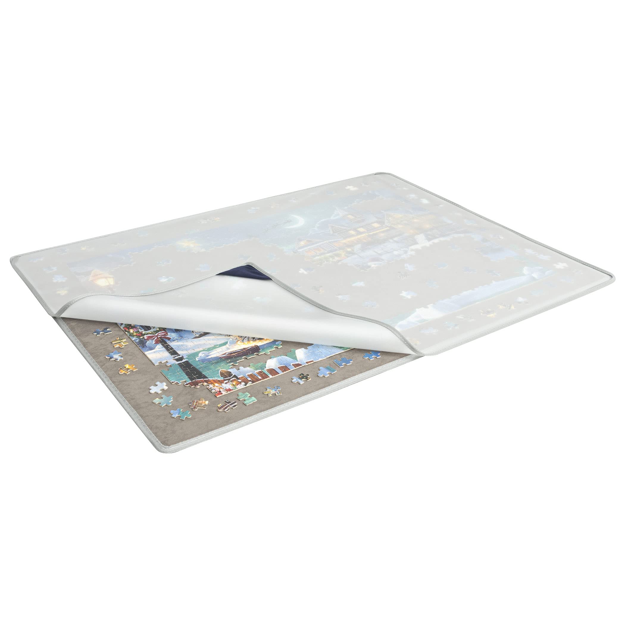 Premium Becko Jigsaw Puzzle Board with Dust-Proof Cover - Fits 1500 Piece Puzzles, Portable Puzzle Mat & Storage Solution, Non-Slip Surface (Gray) - Perfect for Home, Travel & Puzzle Enthusiasts