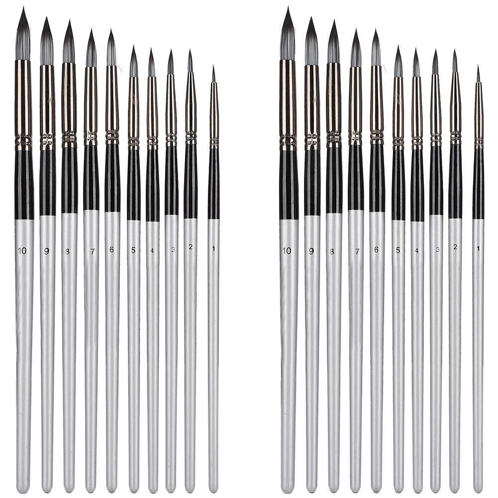 Premium Paint Brush Set - 2 Pack Watercolor & Acrylic Brushes for Oil, Watercolor & Acrylic Painting - Perfect for Artists, Beginners & DIY Home Decor Projects