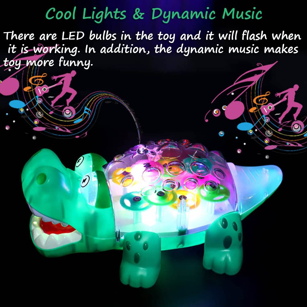 Transparent Mechanical Gear Toy - Dinosaur Car with Lights & Music, Electronic Land & Swimming Fish Toy, Universal Wheel Vehicle for Kids - Perfect for STEM Learning & Pretend Play