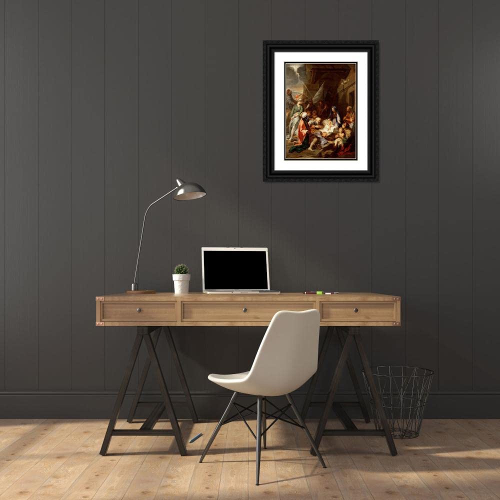 ArtDirect Jean Jouvenet 19x24 Black Ornate Framed Museum Art Print - Adoration of the Magi (1700-1710) | Religious Home Decor, Church Wall Art, Classic Christmas Gift