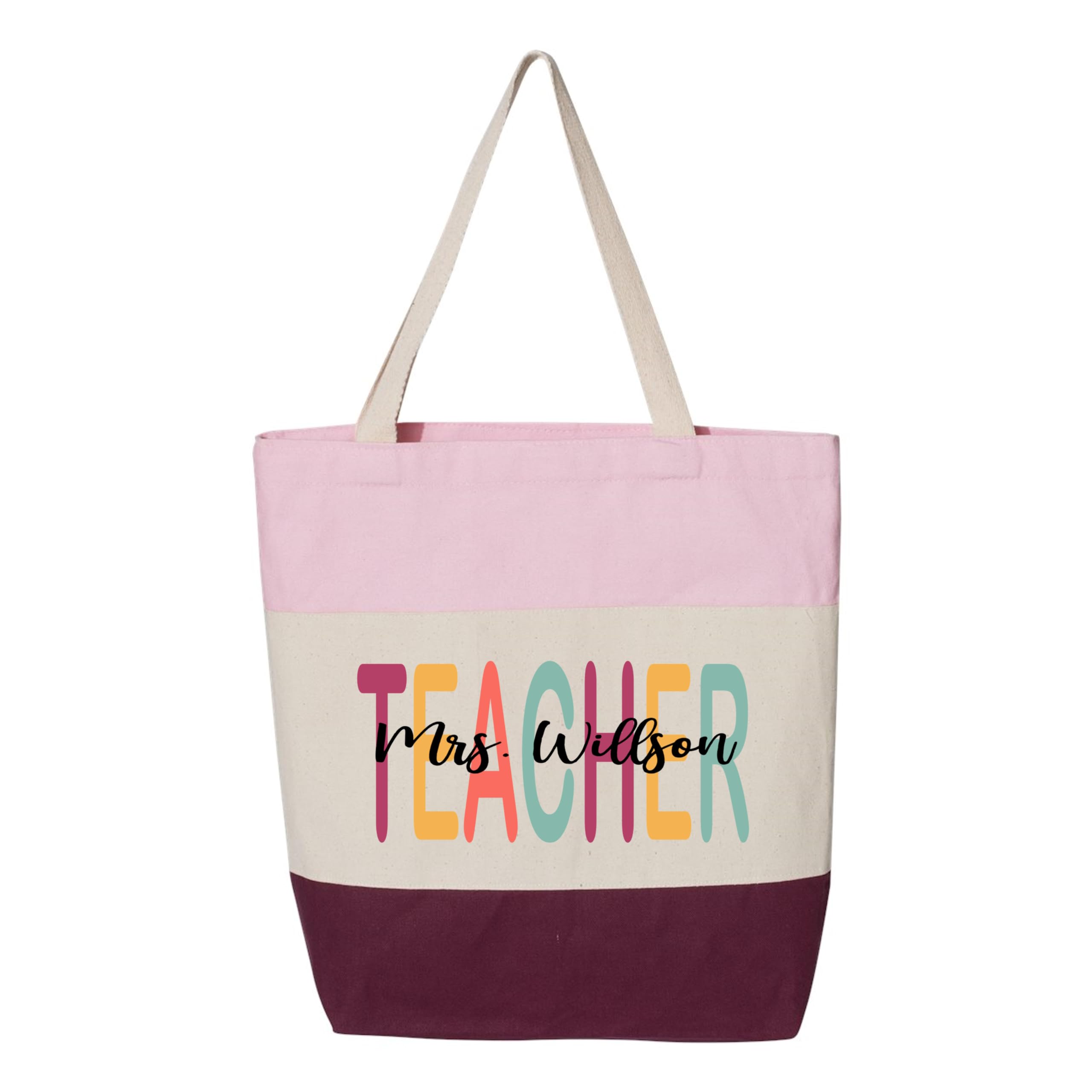 Custom Teacher Tote Bag - Personalized Teacher Gift for Women - Large 15