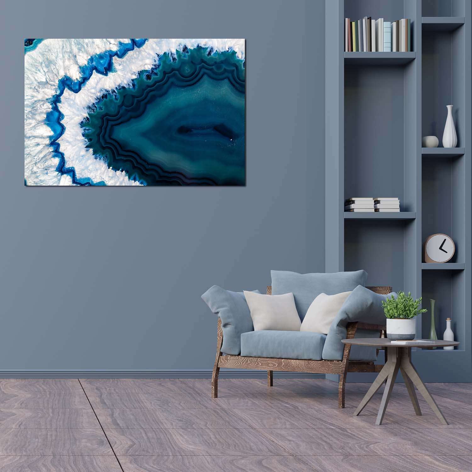 Startonight Blue Agate Wall Art - 24x36 Inch Tempered Acrylic Glass Decor for Living Room, Bedroom & Office - Modern Geometric Nature-Inspired Home Decor