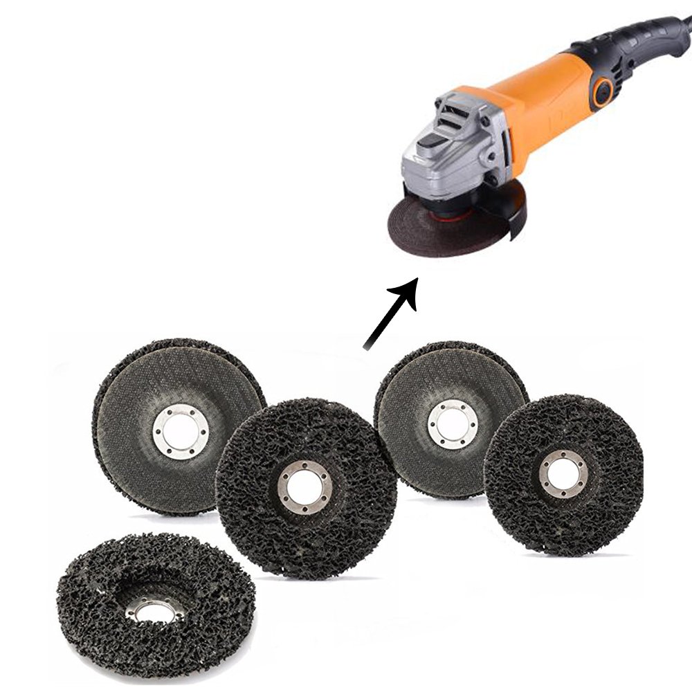 Ximimark 5 Pack 100x16mm Poly Strip Disc Wheels for Angle Grinder - 5/8 Inch Arbor Size - Paint & Rust Removal Tool - Perfect for Metal Surface Cleaning, Auto Body Repair & DIY Projects