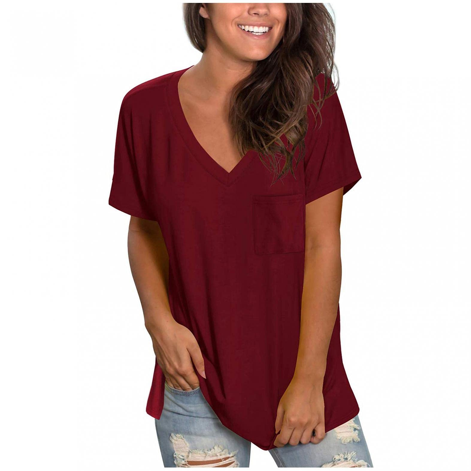 Plus Size Women's Loose Fit Short Sleeve T-Shirt - Solid Color Casual Summer Top for Everyday Wear | Perfect for Work, Weekend & Vacation Outfits