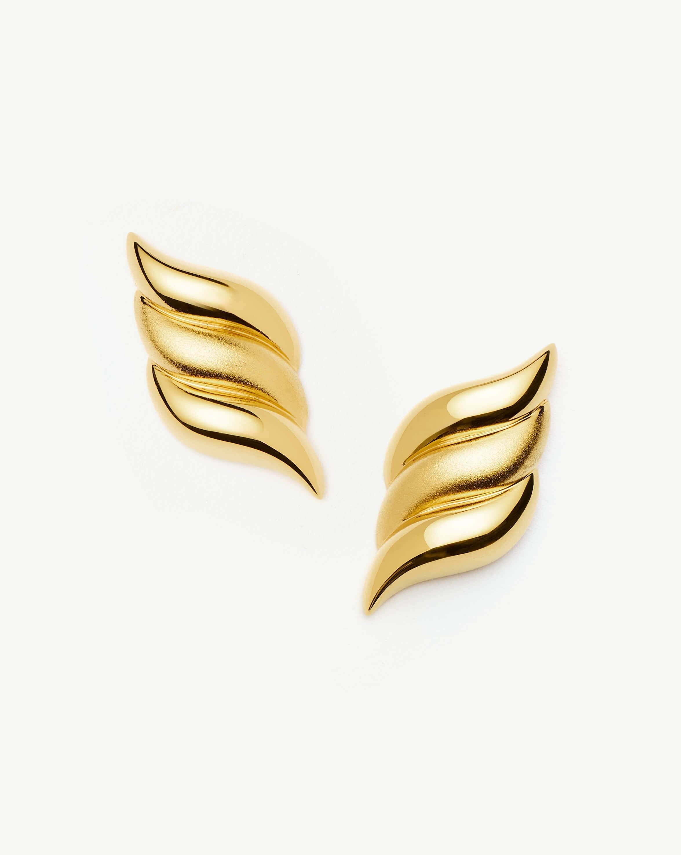 Savi Signature Oversized Stud Earrings for Women - 18k Gold Plated Hoop Earrings - Trendy Fashion Jewelry for Parties, Weddings & Everyday Wear