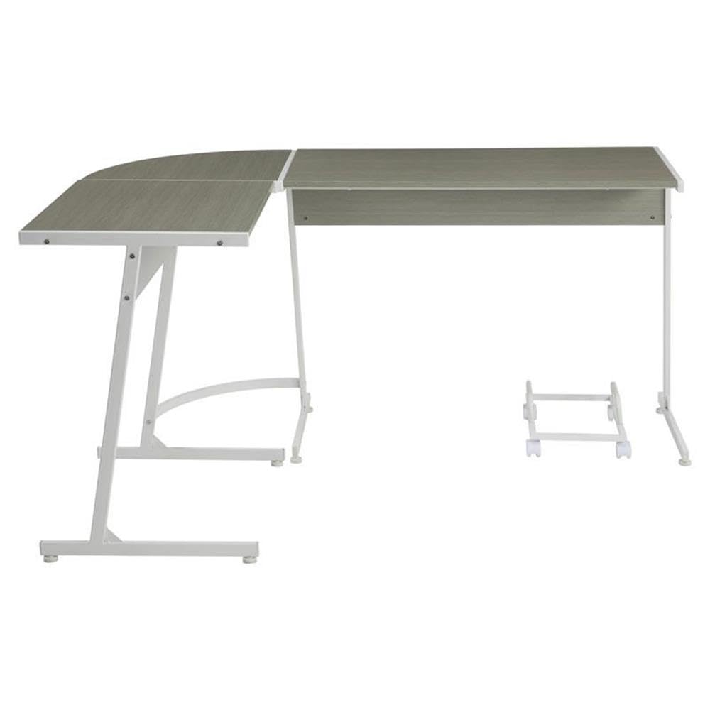 Acme Carver Wooden Computer Desk with Storage Holder - Modern Gray & White Home Office Desk for Work & Study | Perfect for Small Spaces & Remote Work