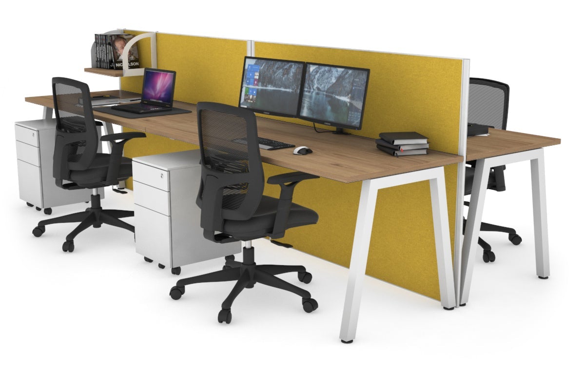 Horizon Quadro 4-Person Office Workstation Bench with A-Legs - 1400mm x 700mm Dimensions - Perfect for Collaborative Workspaces, Coworking Offices & Team Meetings