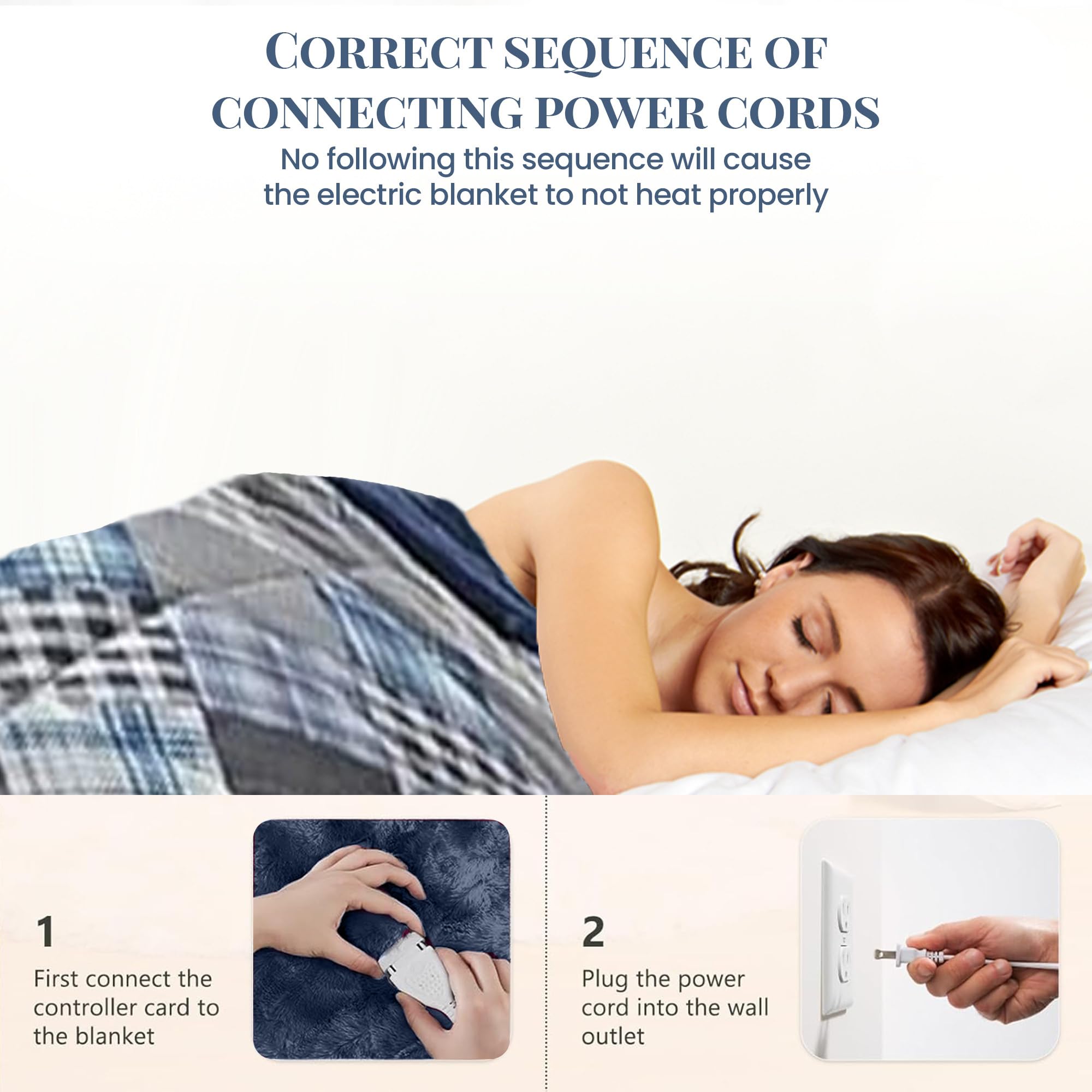 Premium King Size Heated Blanket - 10 Heat Settings & Programmable Timer | Ultra Soft Micro Flannel Electric Throw | Fast Warming Thermal Blanket for Bed, Couch & Winter Comfort - Ultramarine Plaid Design