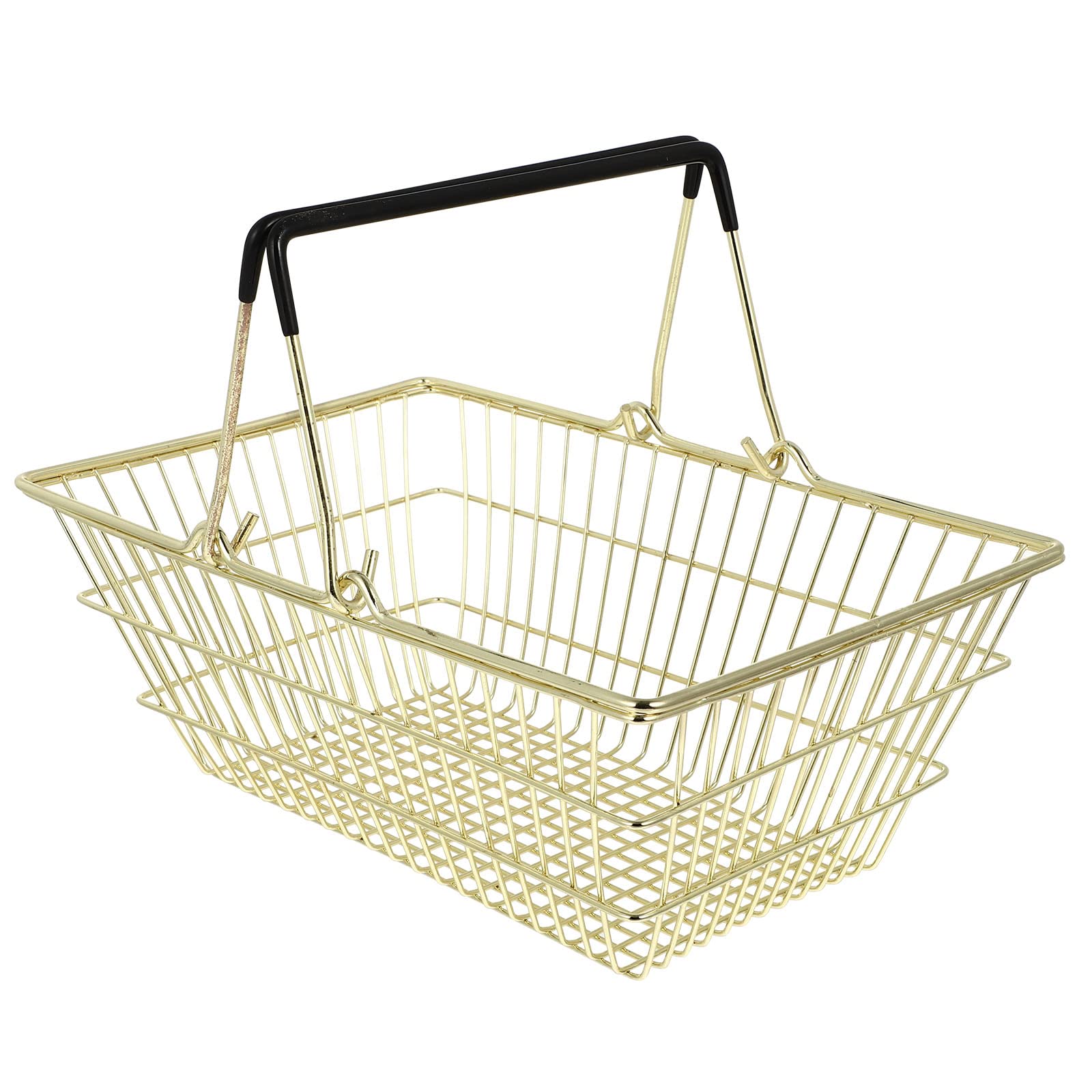 LUOZZY Large Capacity Handheld Shopping Basket - Foldable Storage Organizer for Home, Supermarket & Makeup | Portable & Durable (Gold) | Perfect for Grocery Shopping, Bathroom Storage & Closet Organization