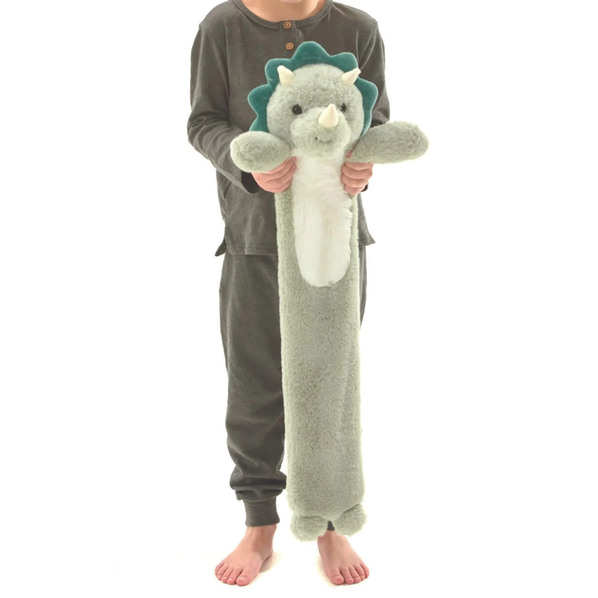 3D Midi Hot Water Bottle with Green Dinosaur Faux Fur Cover - Warm & Cozy for Winter Nights, Pain Relief, and Bedtime Comfort