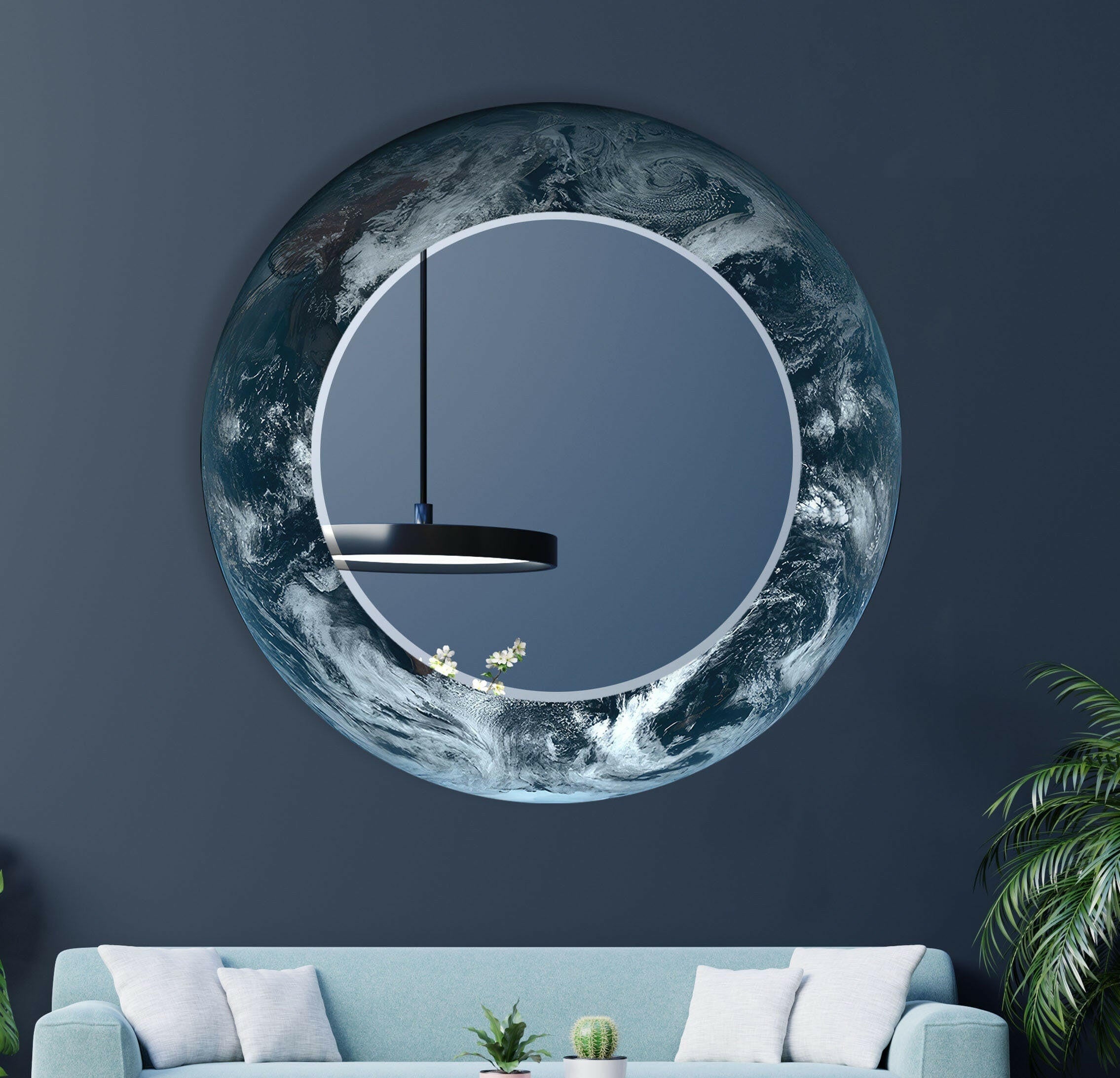 Stylish Black and White Wall Mirror - Modern Home Decor for Living Room, Bedroom, or Bathroom - Perfect for Selfies, Vanity, and Interior Design