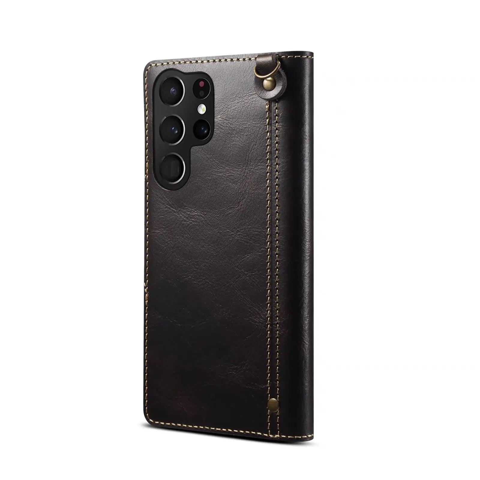 Samsung Galaxy S24 Plus Genuine Cowhide Leather Wallet Case with Card Slots - Perfect for Business, Travel & Everyday Use