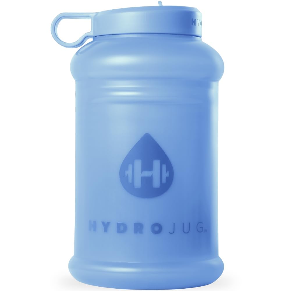 HydroJug Half Gallon Water Bottle 73oz - BPA Free, Leakproof, Reusable Water Jug with Handle - Dishwasher Safe for Easy Cleaning - Ideal for Gym, Hiking, Office & Outdoor Activities - Light Blue Pro Jug V2