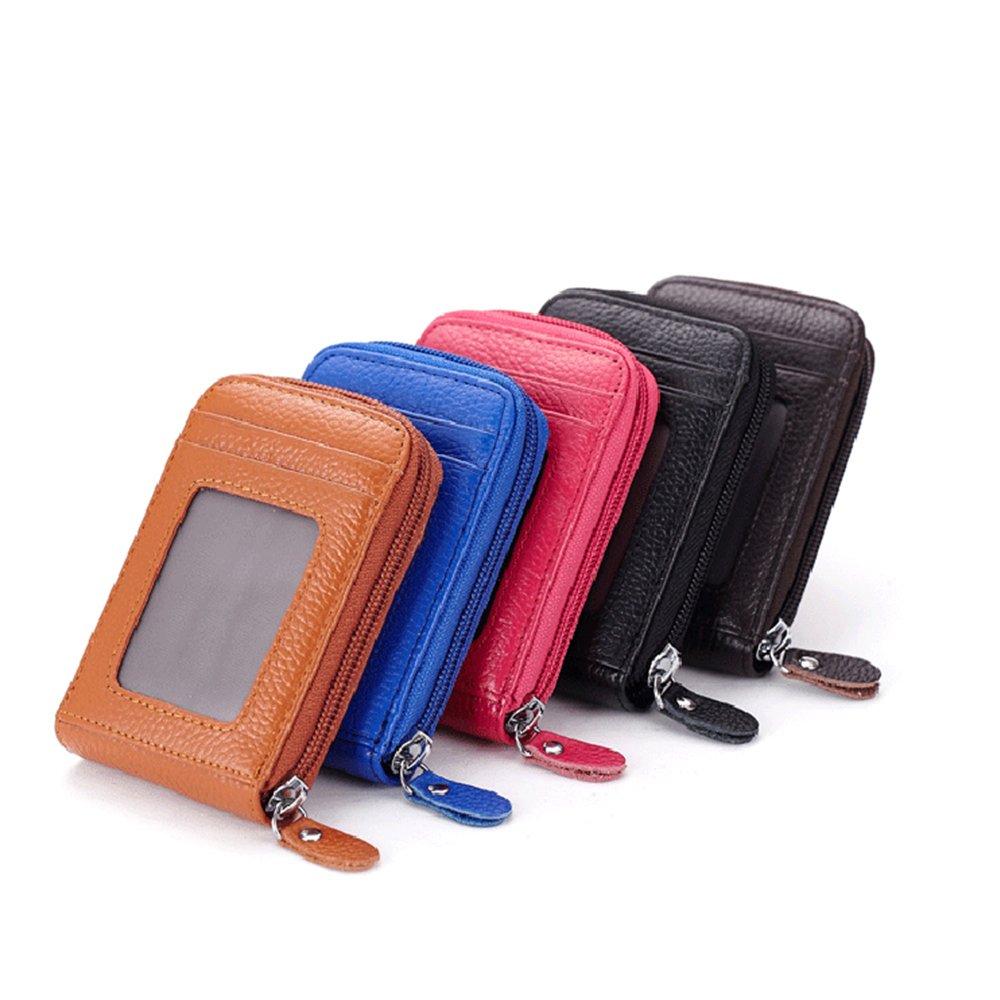 Premium Leather Slim RFID Blocking ID Window Card Holder Wallet - Stylish & Compact for Everyday Use, Travel & Business Cards