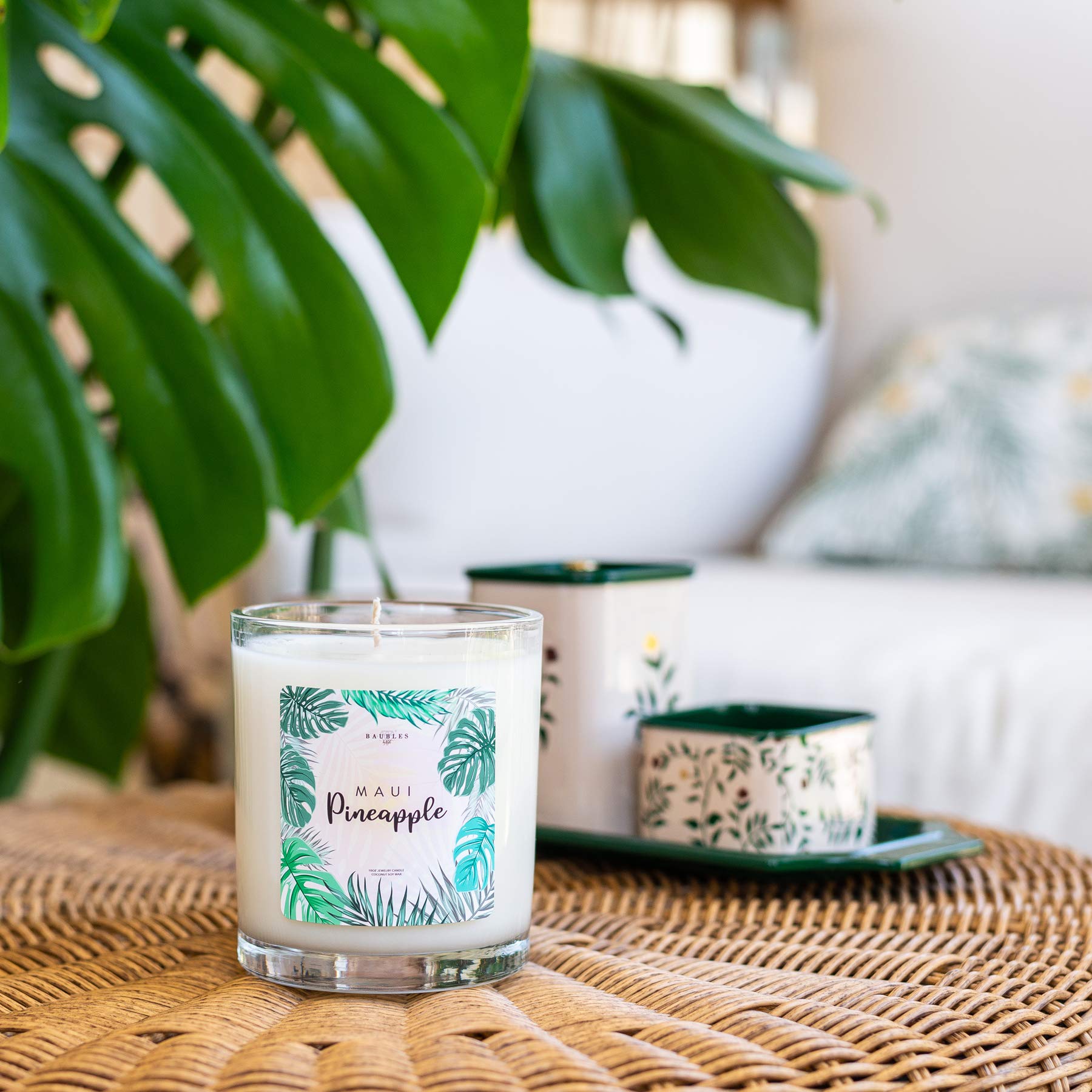 Baubles Maui Pineapple Scented Premium Candle with Hidden Jewelry Surprise - 10oz Large Soy Candle, Made in USA, Parrafin-Free | Perfect for Home Decor, Gifts & Relaxation