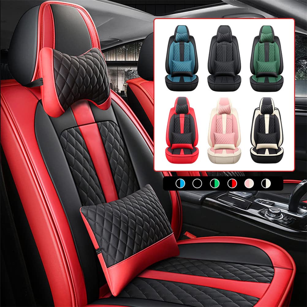 BPOOBP Waterproof PU Leather Car Seat Covers for Toyota CHR - Sport Style Front Seat Protectors (Black & Red) | Luxury Vehicle Cushion Covers for Daily Commuting & Road Trips