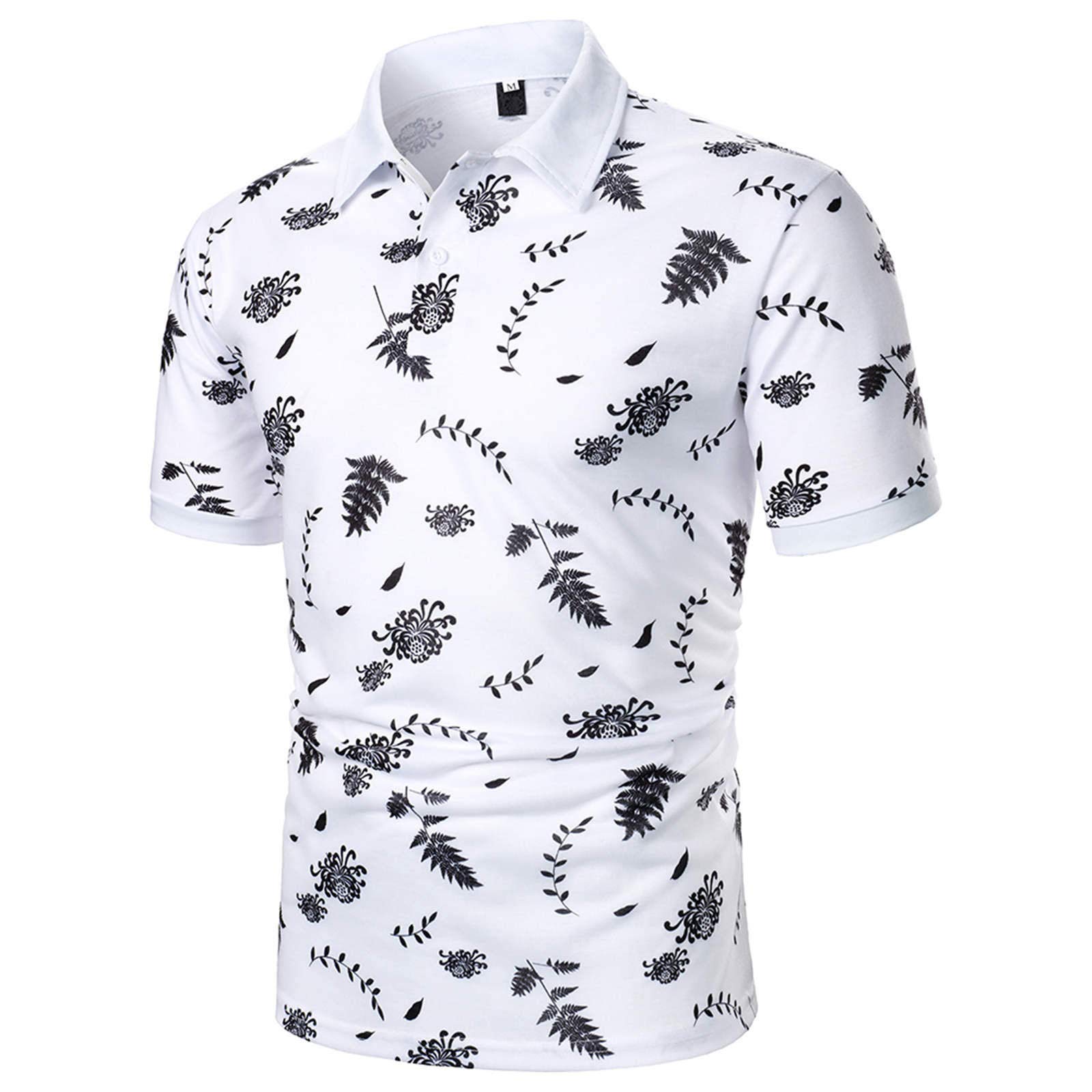 GDJGTA Men's Short Sleeve Patchwork Lapel Shirt - Casual Summer Spring Dress Shirt for Men - Perfect for Office, Party & Outdoor Activities