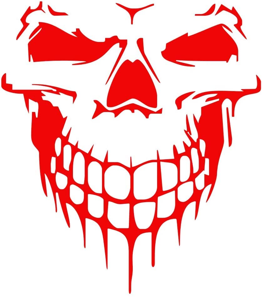 Luloop Designs - Reflective Skull Car Sticker Decals, Waterproof Self-Adhesive Vinyl Decals for Cars, Trucks, Motorcycles - 5.5 x 5 Inches (Red) - Perfect for Car Hoods, Doors, Bumpers & Personalizing Your Ride
