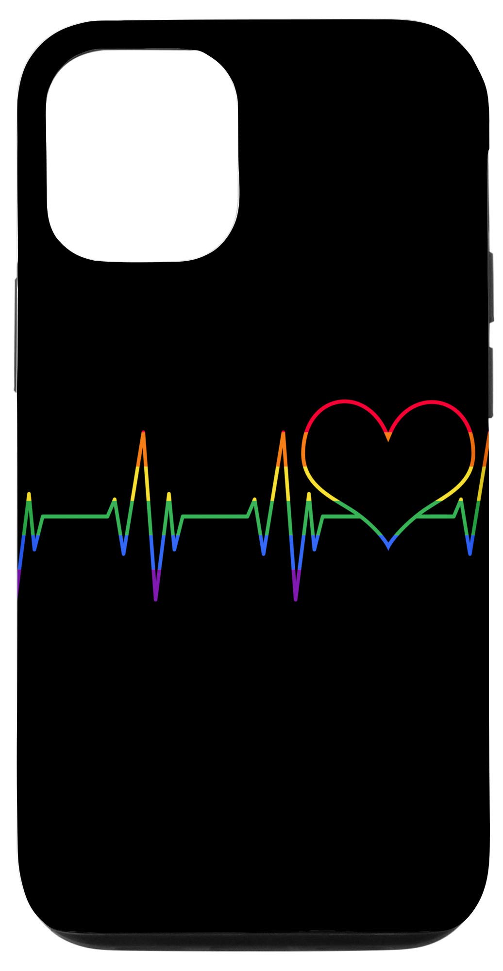 iPhone 12/12 Pro Case - Rainbow Heartbeat LGBTQ+ Pride Design - Equality Gift for Gay Pride Month - Durable Protective Cover for Everyday Use & Special Occasions