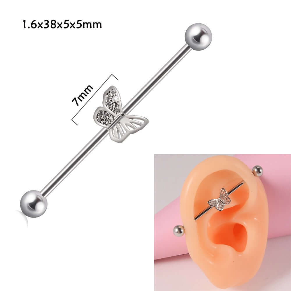 14g Silver Scorpio Insect Industrial Barbell Body Jewelry - Belly Button & Nose Piercing Bar | Perfect for Gothic, Punk & Alternative Fashion Styles