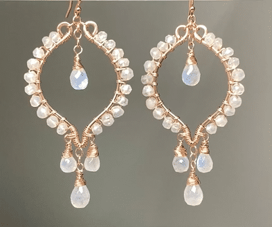 Rose Gold Hoop Earrings with Rainbow Moonstone - Mystic Crystal Jewelry for Women | Boho Chic Accessories for Parties, Weddings & Everyday Wear