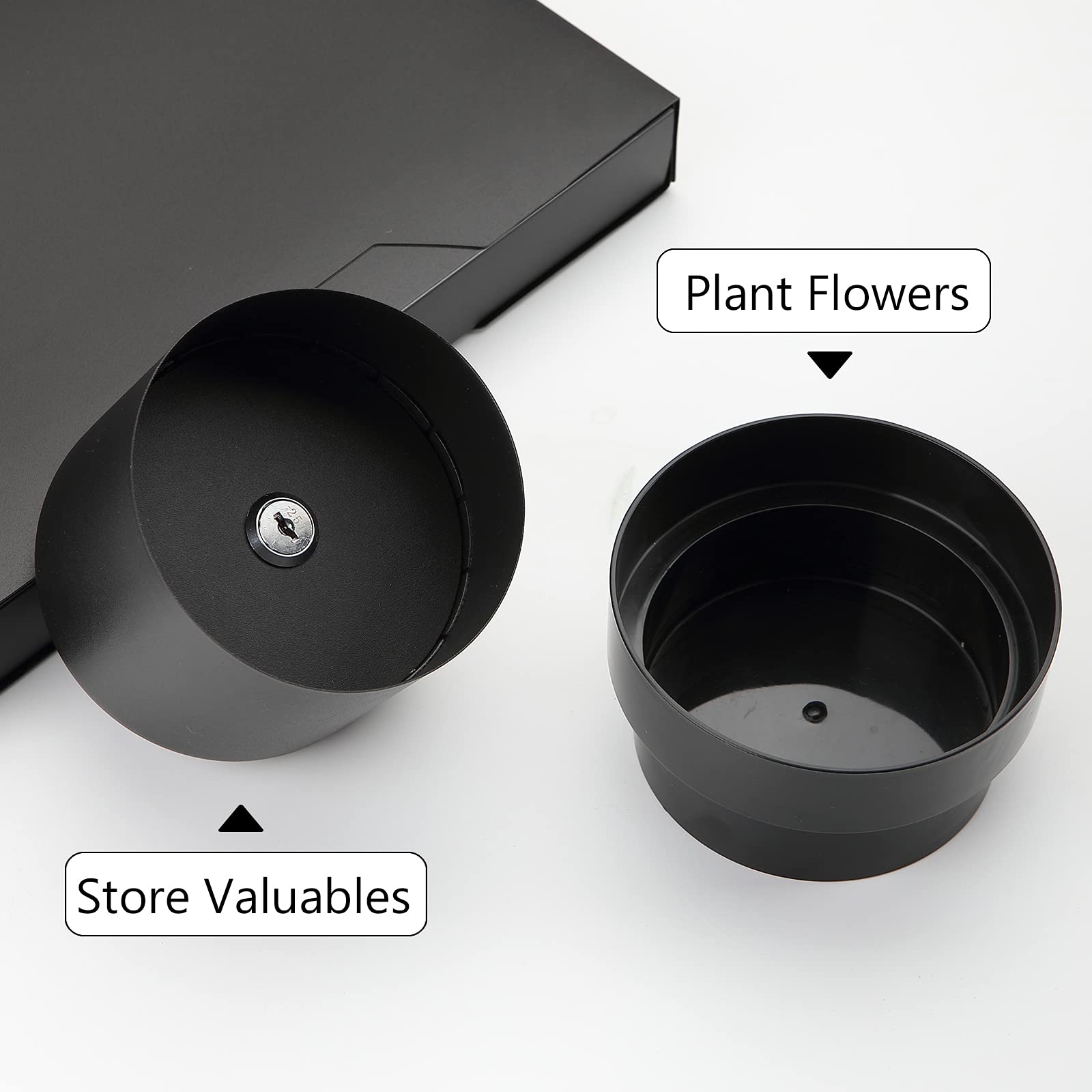 Flower Pot Diversion Safe with Key Lock - Hidden Secret Storage Box for Valuables, Cash & Jewelry - Discreet Home Security Solution for Bedroom, Office or Travel - Plants Not Included