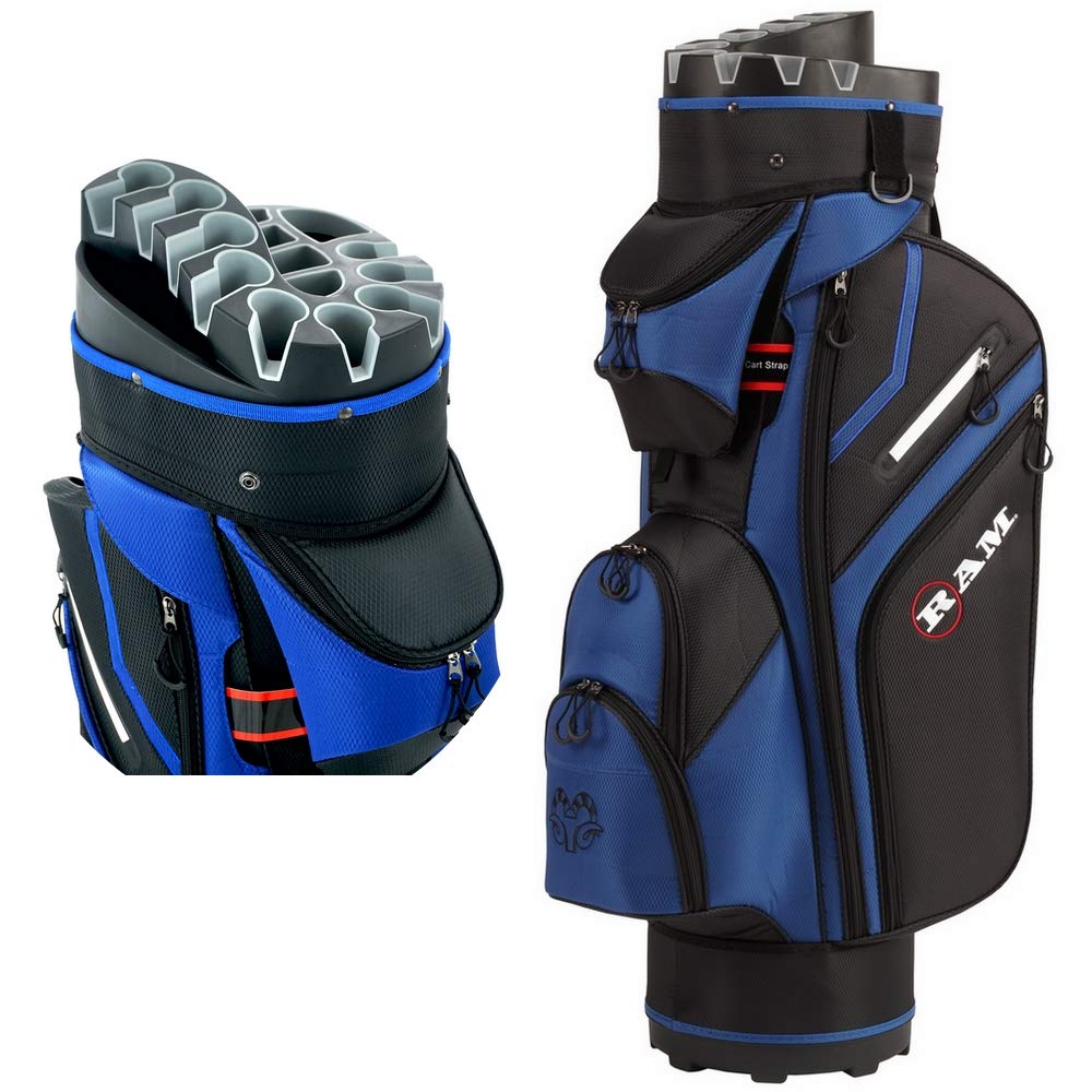Ram Golf Premium 14 Way Molded Organizer Divider Top Cart Bag - 轻便耐用，适合高尔夫球场和练习场使用