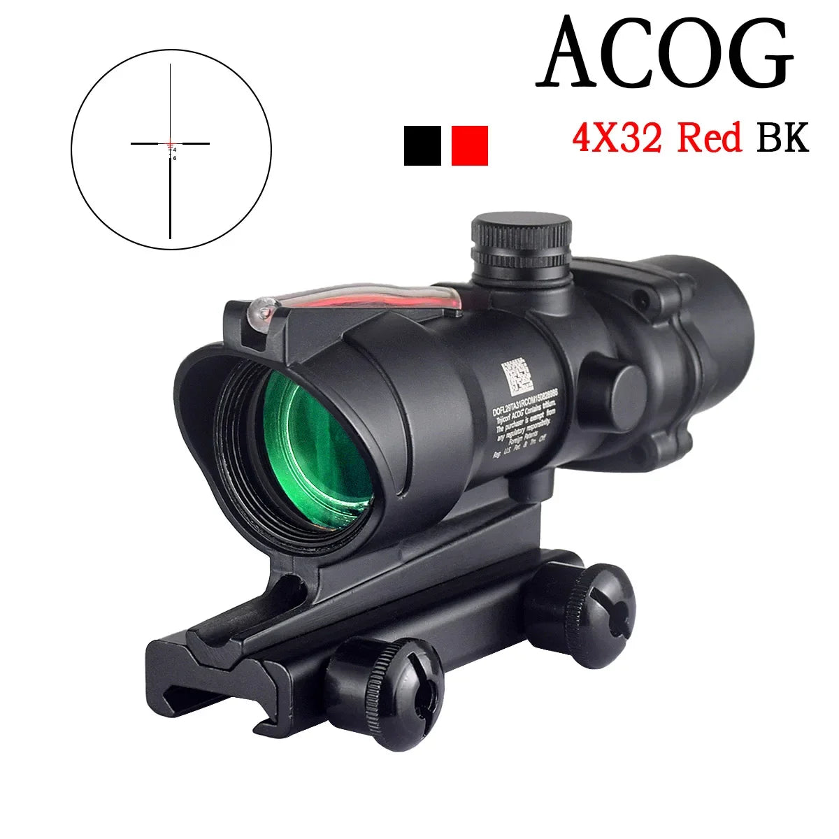 Trijicon ACOG 4X32 RMR Red Dot Sight Scope - Green Cross Fiber Optic Illuminated Rifle Scope with Glass Etched Reticle - Perfect for Tactical Shooting, Hunting & Military Use